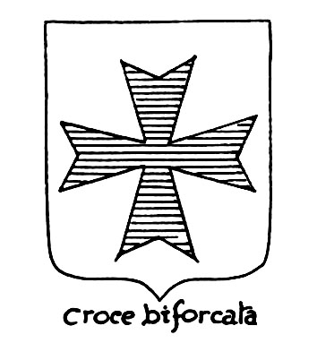 Imagem do termo heráldico: Croce biforcata